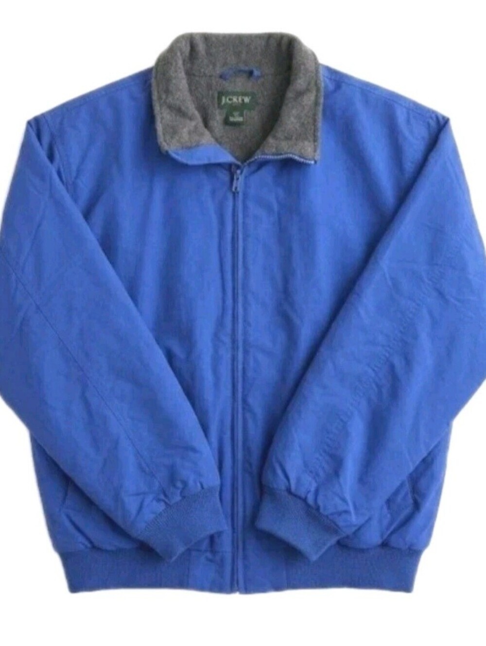 Vintage J.Crew Oarsman Bomber Jacket Mens Large Blue Fleece Lined Made in USA